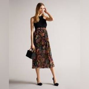 Ted Baker Women's Black Aquila Floral Breeze Pleated Dress